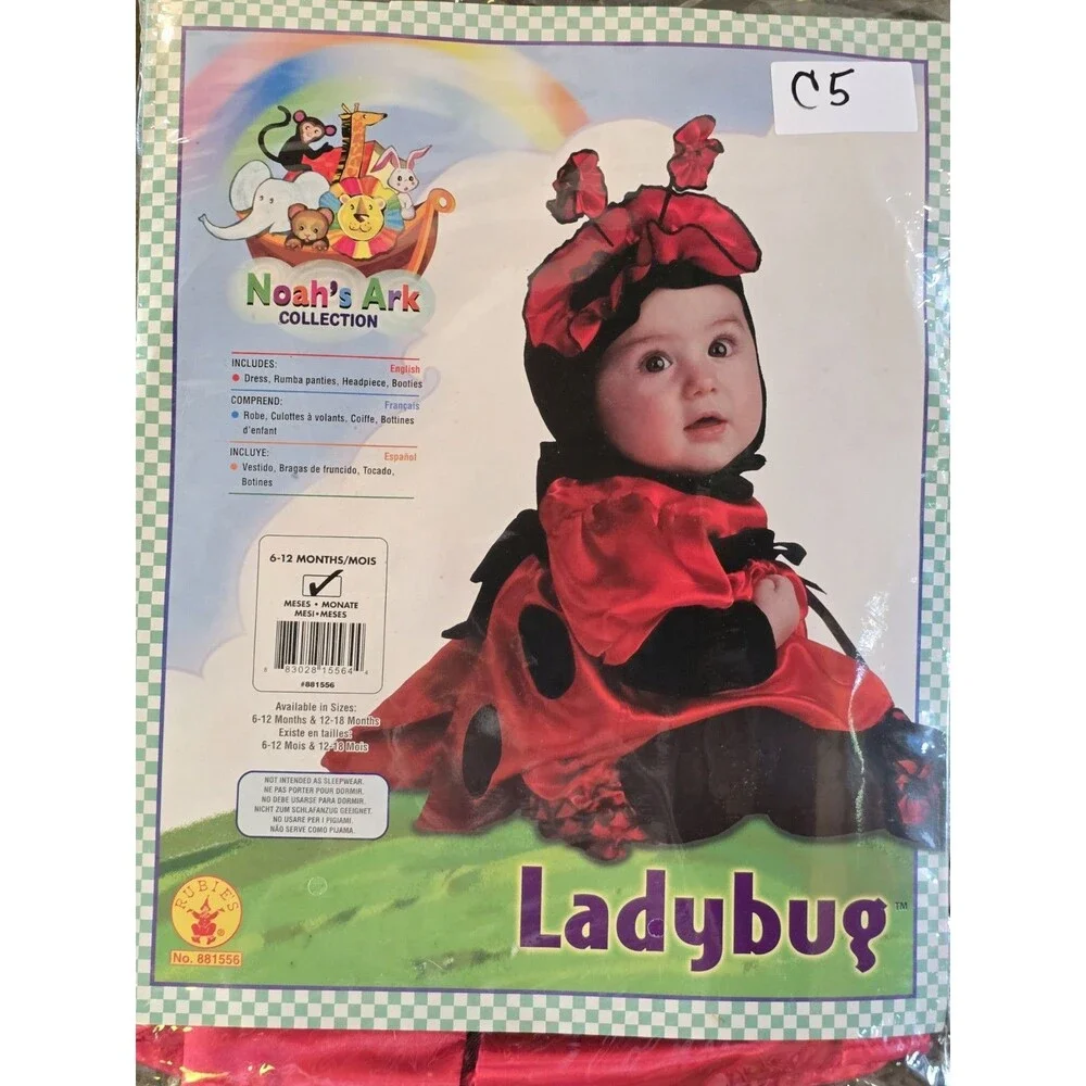 Rubie's Baby Ladybug Halloween Costume 6M 12M Months 4 Piece New in Package C5